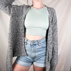 AEROPOSTALE BLACK & WHITE WAFFLE CARDIGAN